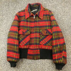 Vintage Van Heusen Jacket Windbreaker Quilt Lined Wool Plaid Coat Mens Size 40